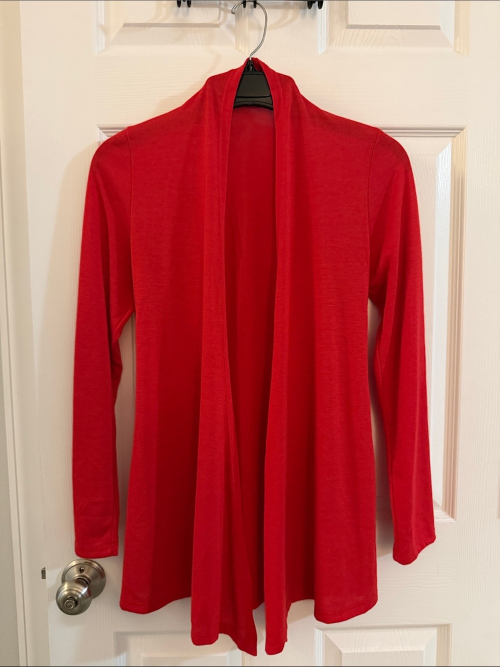 41 Hawthorn Red Open-Front Draped Cardigan